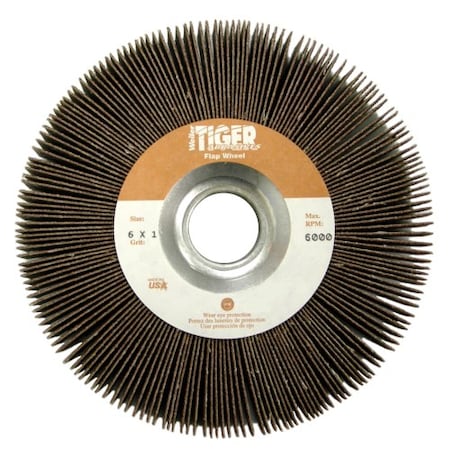 6 X 1 Tiger Coated Abrasive Flap Wheel, 1 Arbor Hole, 60AO